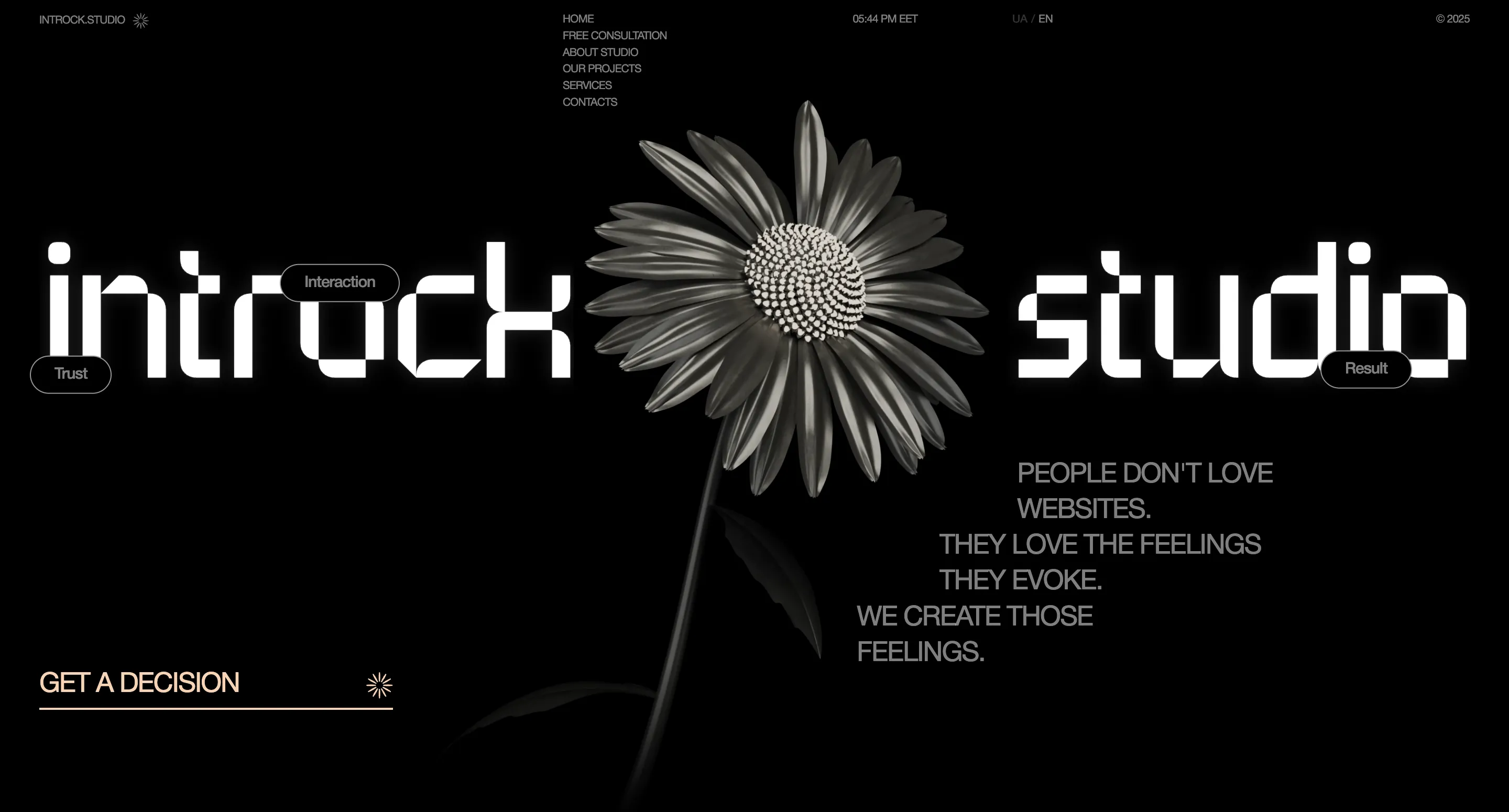Introck Studio studio website built by ROOKS