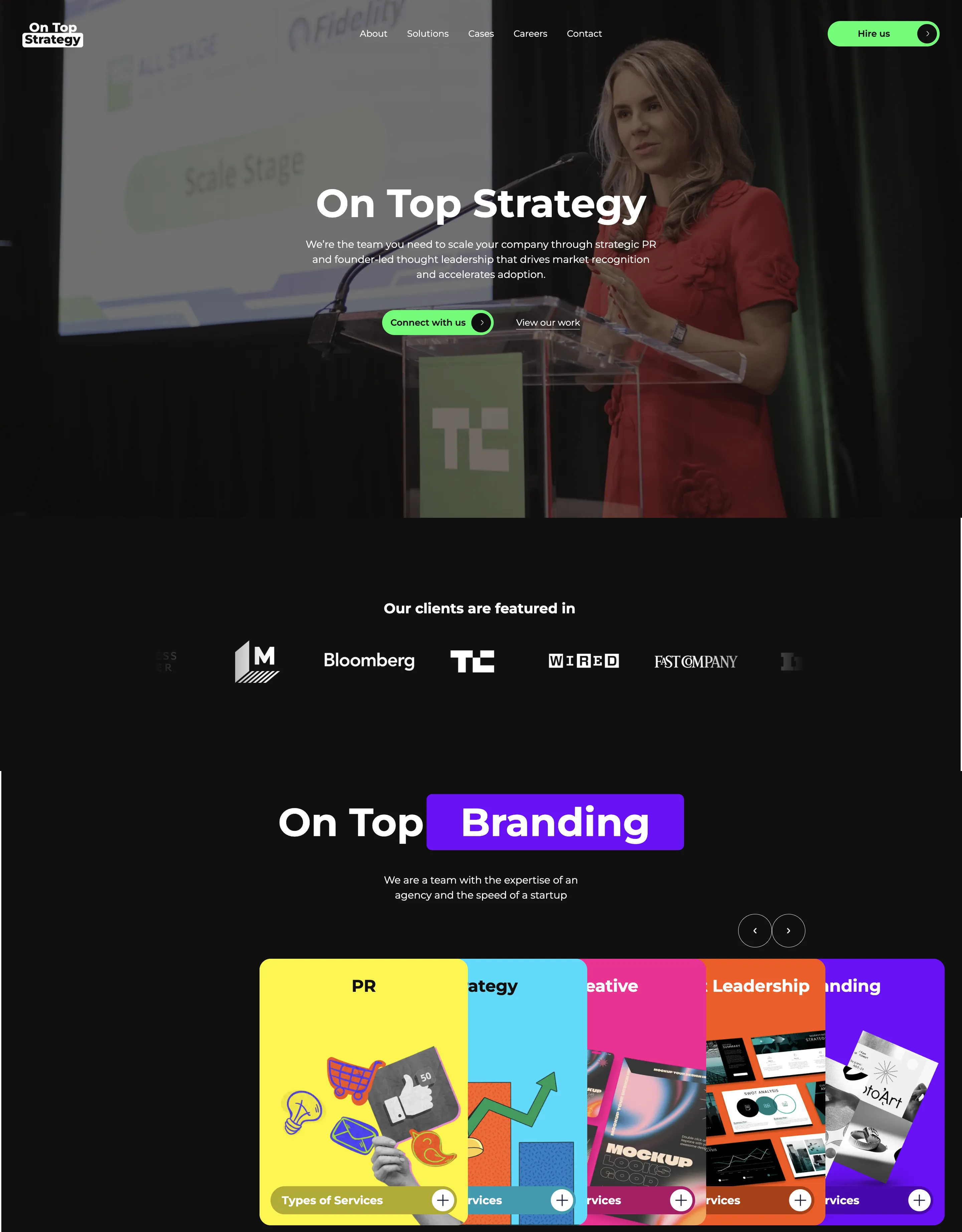 On Top Strategy studio website: screen 1 of 4