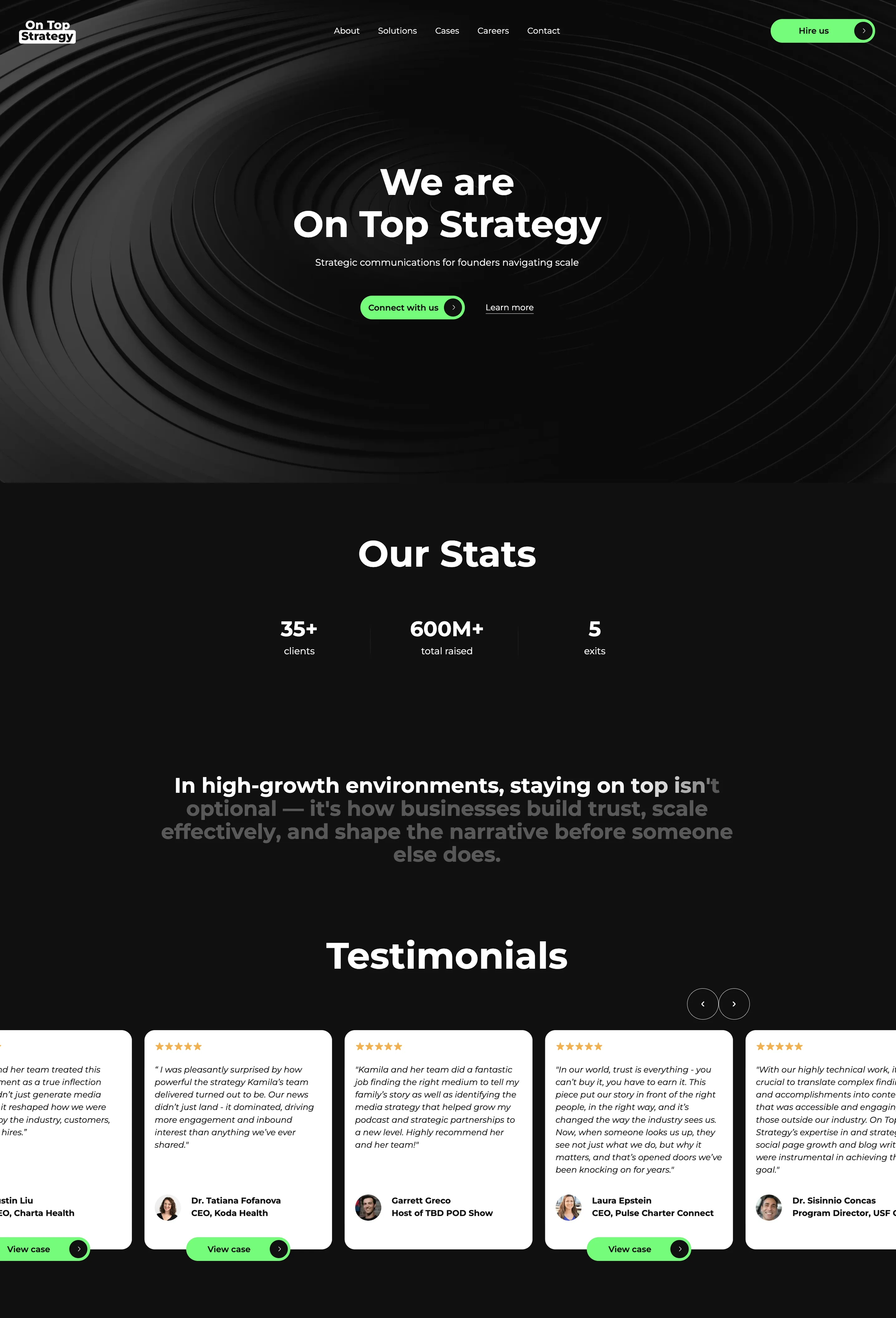 On Top Strategy studio website: screen 4 of 4