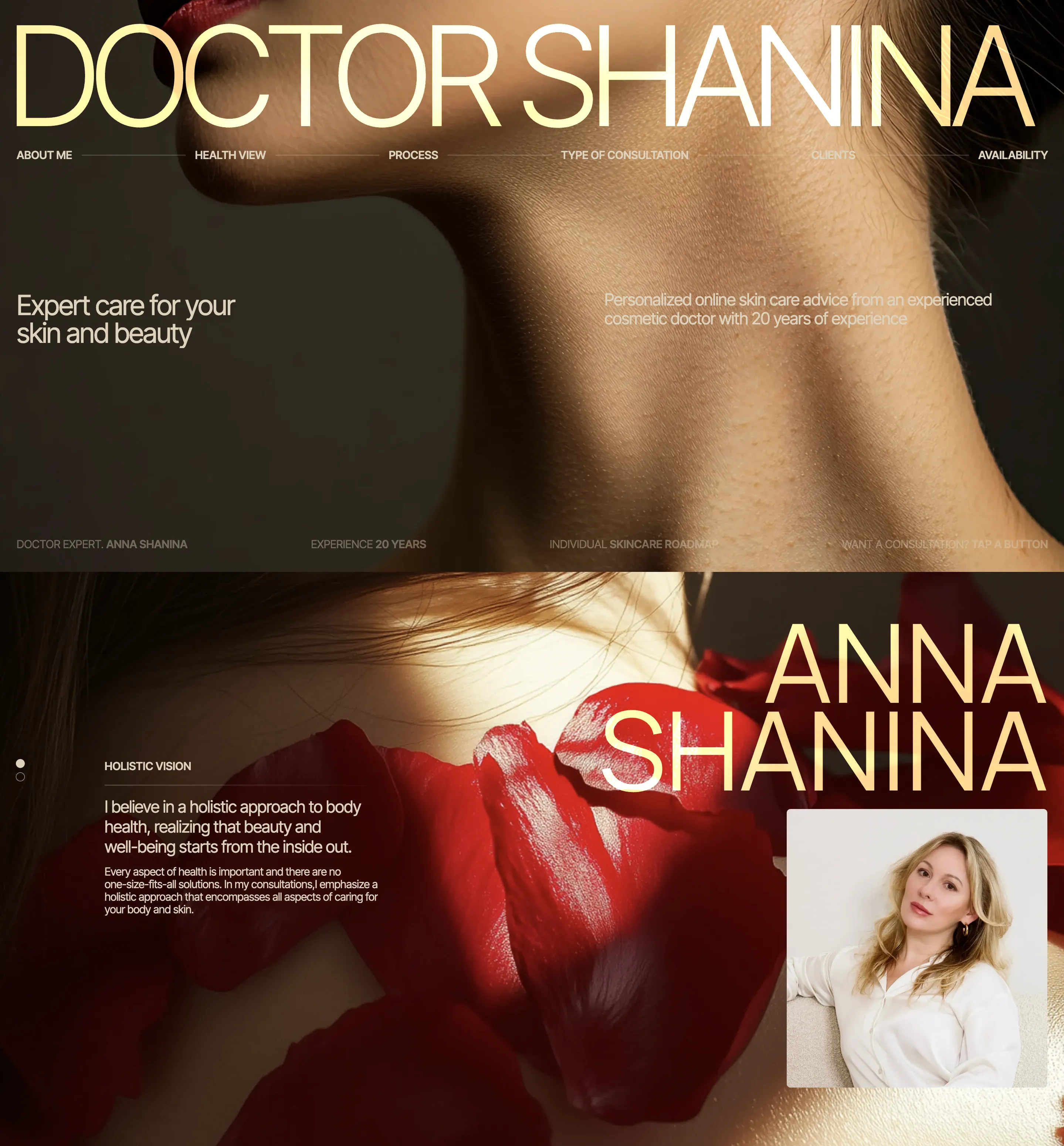 Dr. Shanina studio website: screen 1 of 4