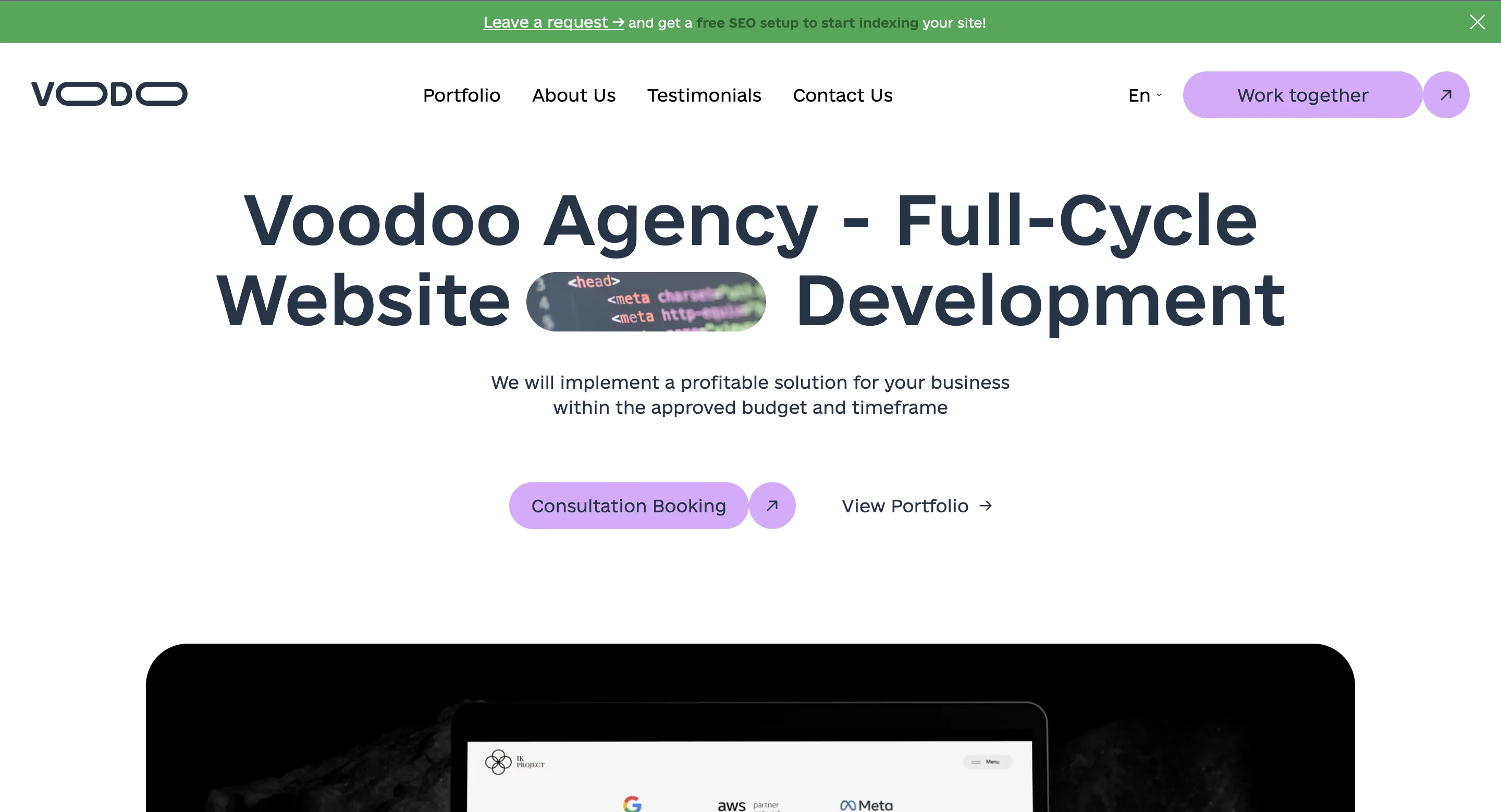 Voodoo Agency studio website built by ROOKS