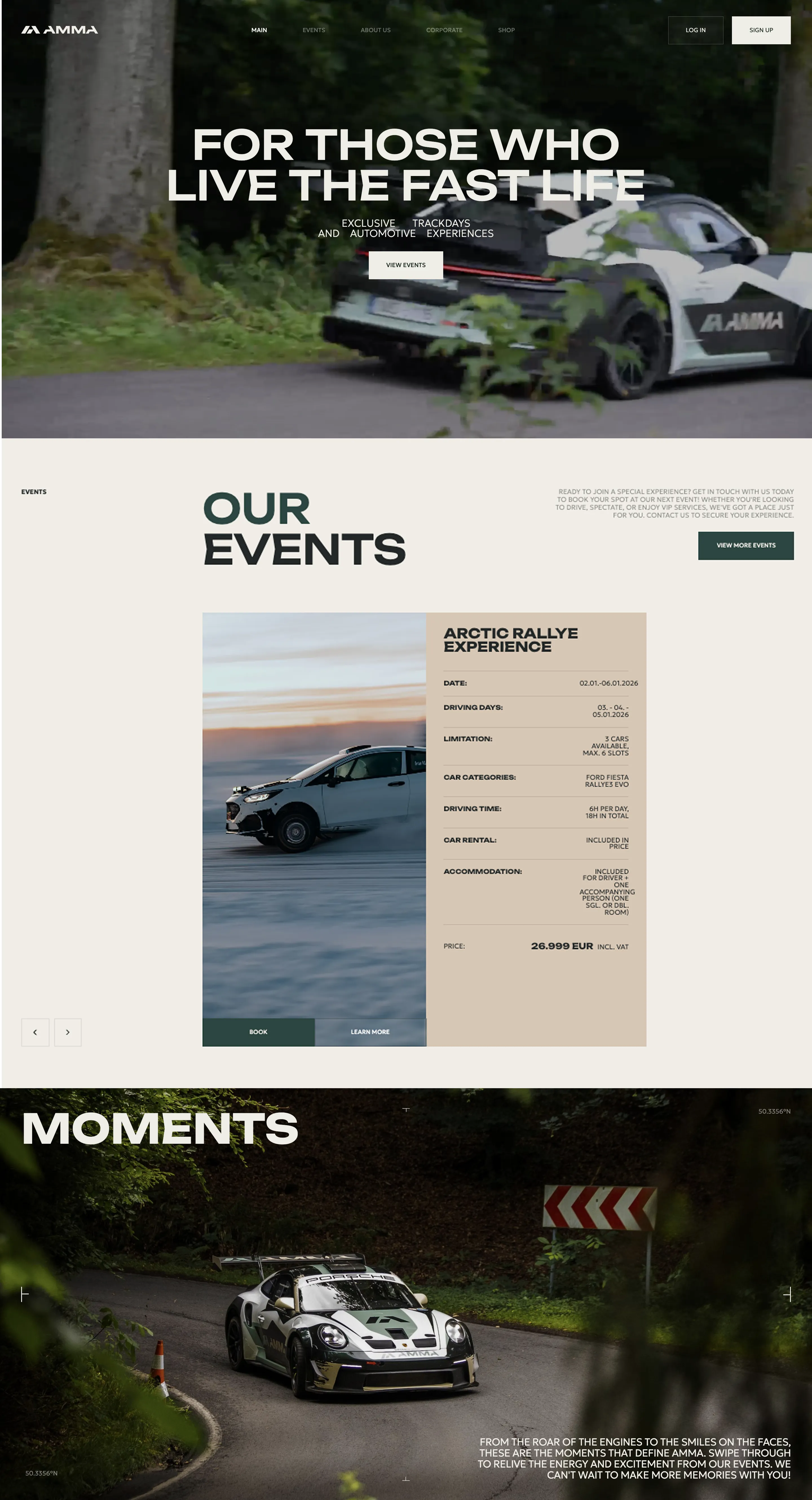 AMMA Events studio website: screen 4 of 4