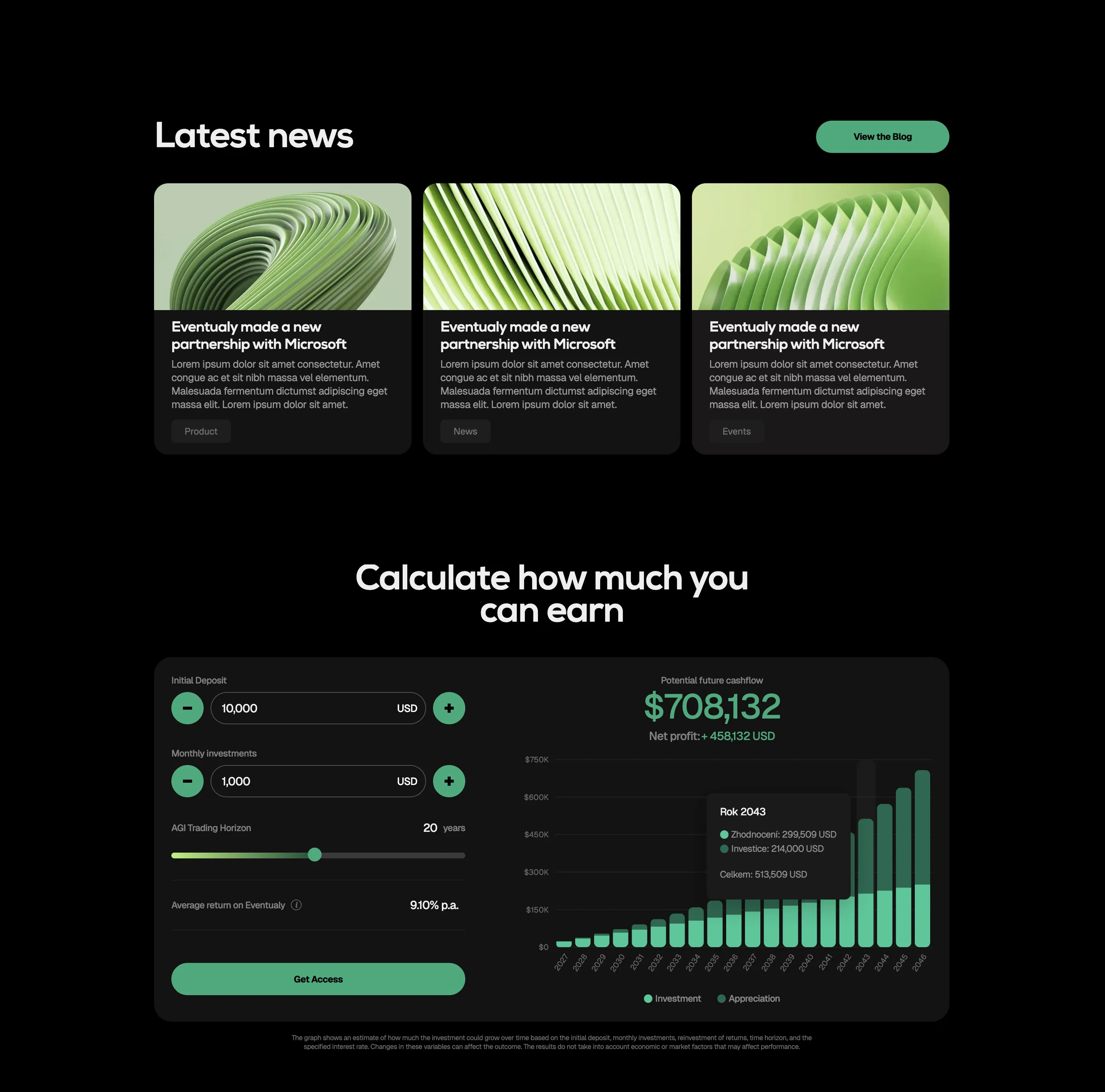 Eventualy web product: screen 4 of 4