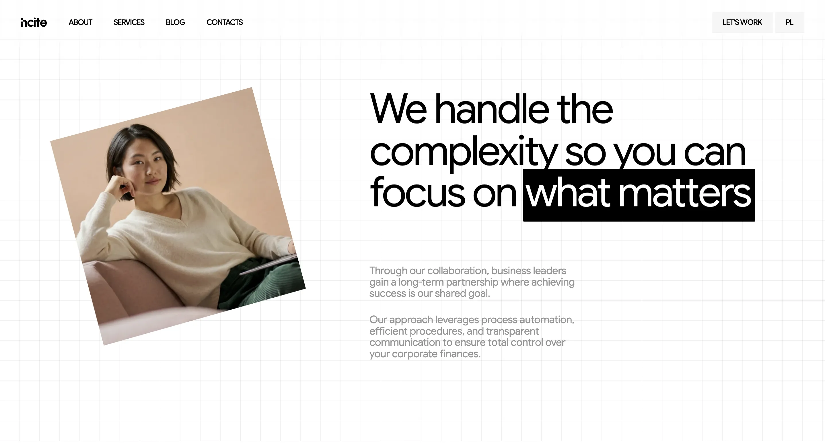 Incite studio website: screen 1 of 4